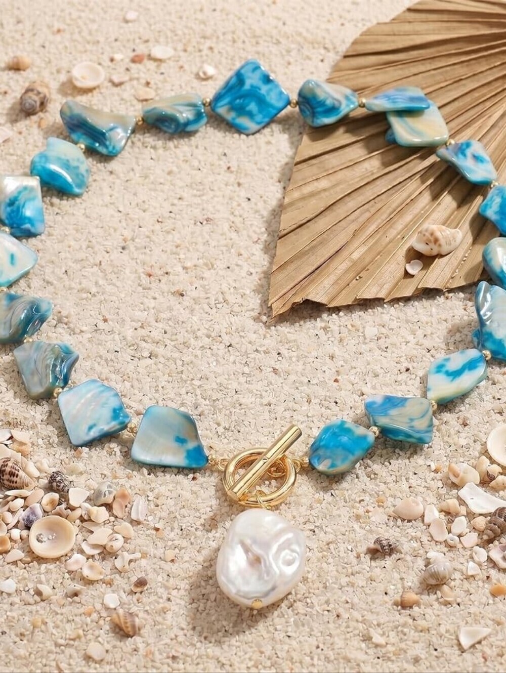 Chunky Shell Choker Necklace Beaded Irregular Bohemian Beach Summer